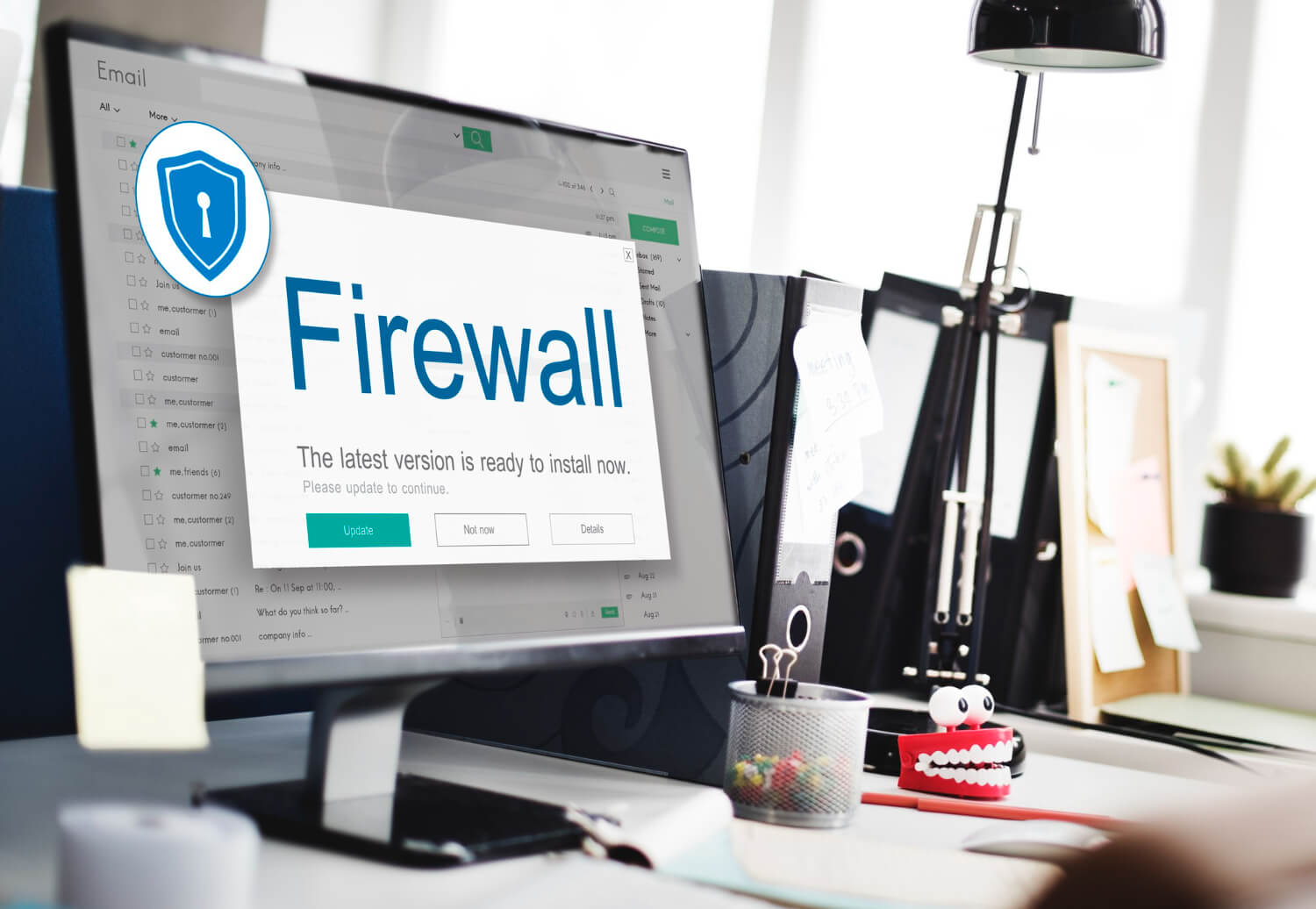 A computer screen with the word firewall on it.