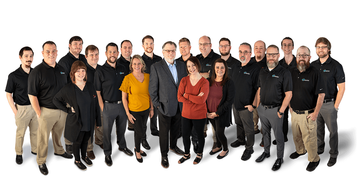 DEVsource Technology Solutions team standing in semicircle